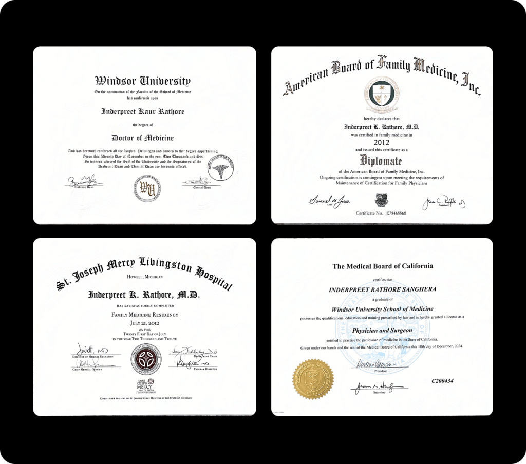 Certifications & Credentials of Dr. Sanghera